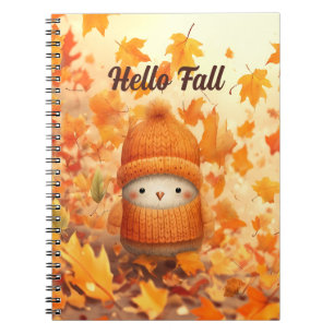 Cute Autumn Bird Dressed for Fall Notebook