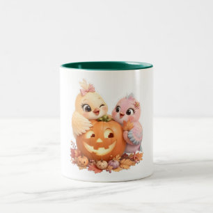 Cute Autumn Bird Friends Halloween Mug