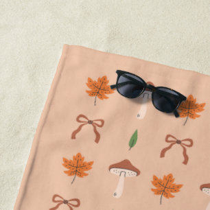 Cute Autumn Bow Pattern Beach Towel
