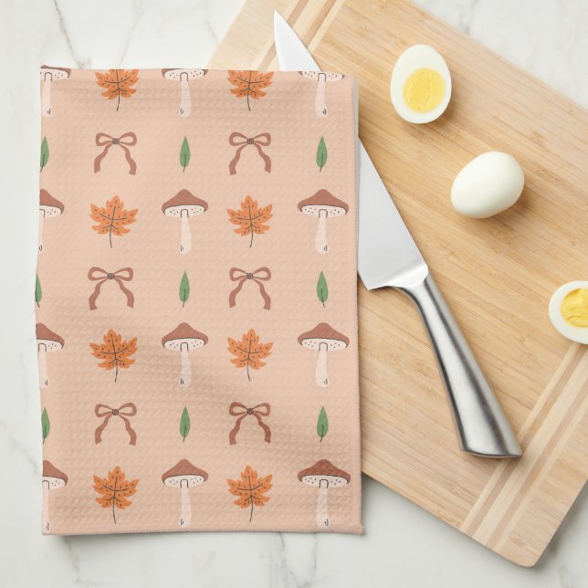 Cute Autumn Bow Pattern Tea Towel (Quarter Fold)