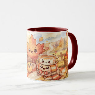 Cute Autumn Coffee Cup and Maple Leaf Mug