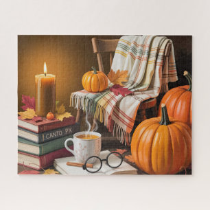 Cute Autumn Cosy Reading Scene Jigsaw Puzzle