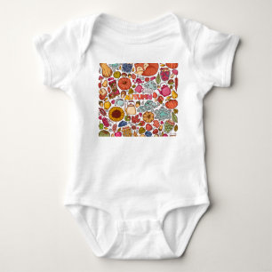 Cute Autumn Elements Hand Drawn Baby Bodysuit