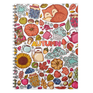 Cute Autumn Elements Hand Drawn Notebook