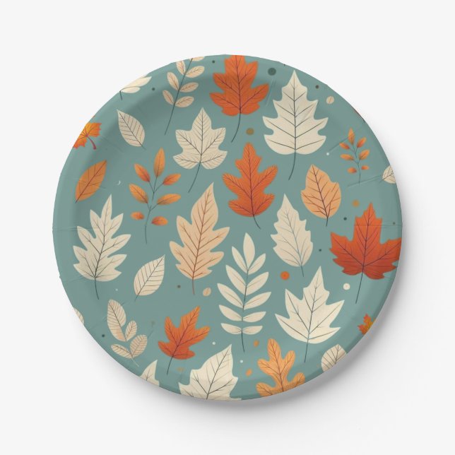 Cute autumn/fall leaves paper plate (Front)