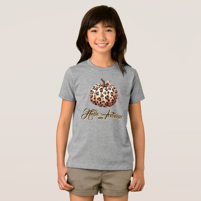 Cute autumn/fall leopard print pumpkin Tri-Blend shirt (Front Full)