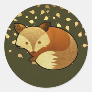Cute Autumn Fox Classic Round Sticker