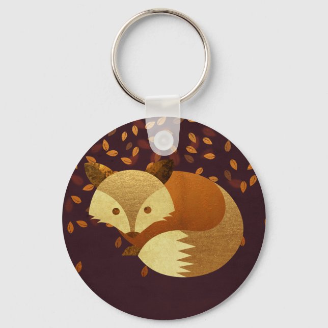 Cute Autumn Fox Key Ring (Front)