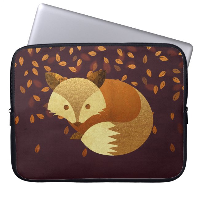 Cute Autumn Fox Laptop Sleeve (Front)