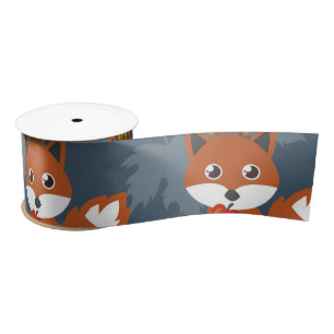 Cute Autumn Fox Pattern Satin Ribbon