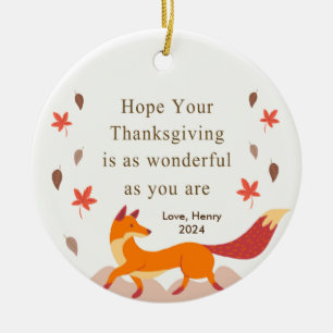 Cute Autumn Fox Thanksgiving  Ceramic Tree Decoration