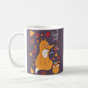 Cute autumn fox with custom text coffee mug
