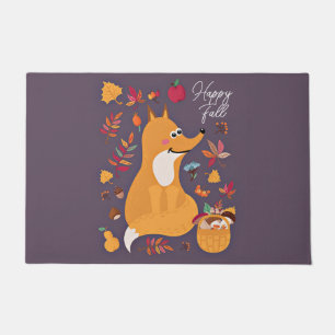 Cute autumn fox with custom text doormat