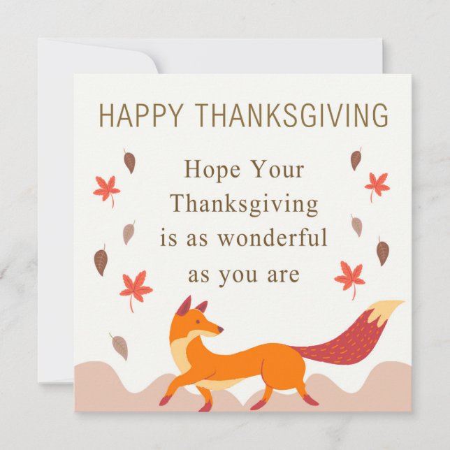 Cute Autumn Fox with Falling Leaves in Fall Colour (Front)