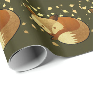 Cute Autumn Fox Wrapping Paper