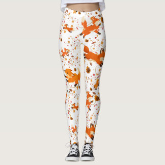Cute Autumn Foxes Pattern All-Over Print Leggings