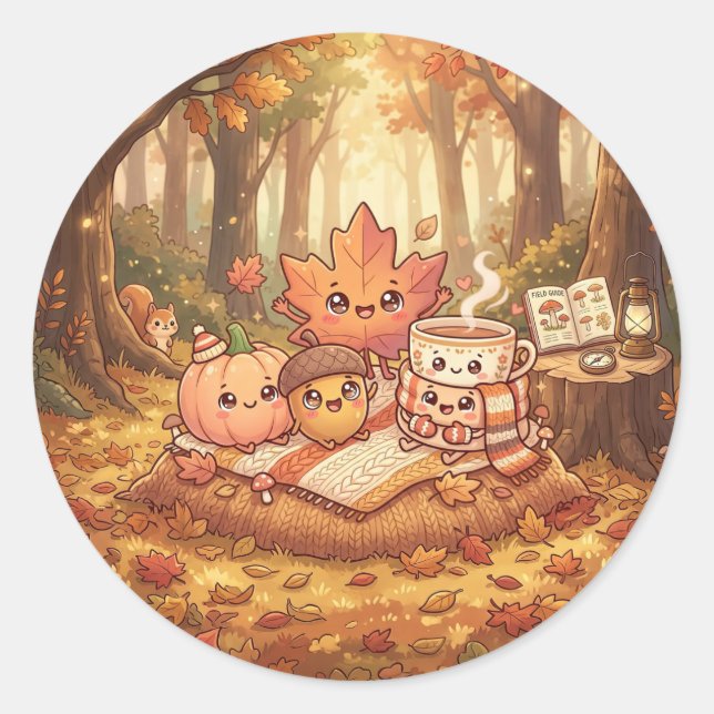 Cute Autumn Friends Sticker (Front)
