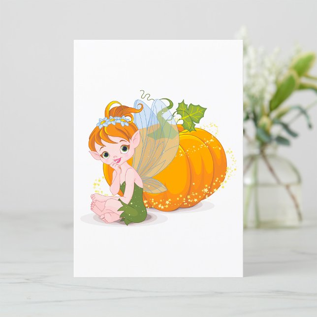 Cute Autumn Garden Fairy with Magic Pumpkin Invitation (Creator Uploaded)