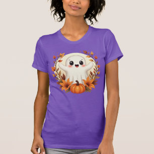Cute Autumn Ghost Pumpkin  T-Shirt