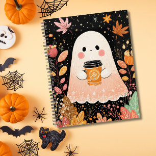 Cute Autumn Ghost with Pumpkin Coffee – Cozy Fall  Planner
