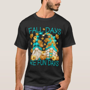 Cute Autumn Gnome Couple For Gardener Funny Fall Q T-Shirt