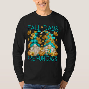 Cute Autumn Gnome Couple For Gardener Funny Fall Q T-Shirt
