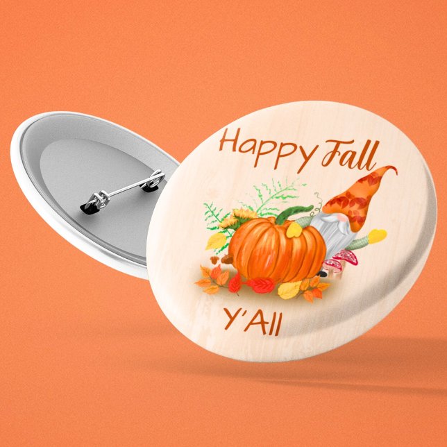 Cute Autumn Gnome In Pumpkin Patch 6 Cm Round Badge (Creator Uploaded)