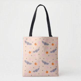 Cute Autumn Halloween Bat Pattern Tote Bag