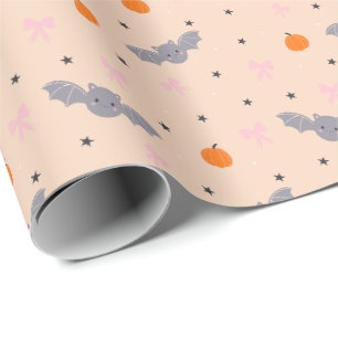 Cute Autumn Halloween Bat Pattern Wrapping Paper