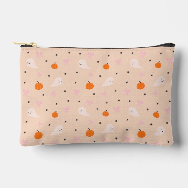 Cute Autumn Halloween Ghost Pattern Zipper Pouch (Front)