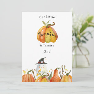 Cute Autumn Halloween Pumpkin Birthday Invitation
