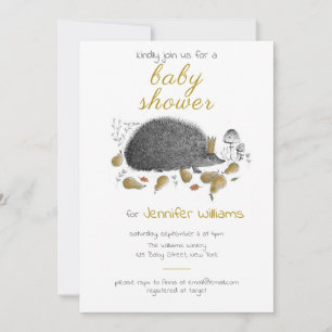 Cute Autumn Hedgehog Neutral Baby Shower Invitation