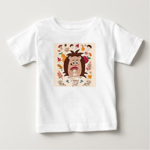Cute autumn hedgehog with custom text baby T-Shirt