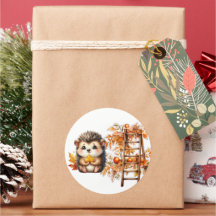 Cute Autumn Hedgehog with Harvest Ladder Illustrat