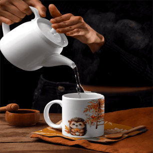 Cute Autumn Hedgehog with Harvest Ladder Illustrat Mug