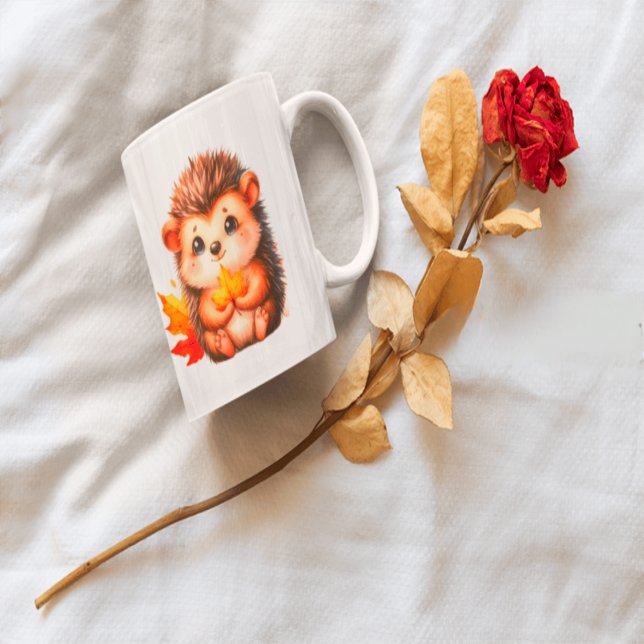 Cute Autumn Hedgehog with Harvest Ladder Illustrat Mug (Creator Uploaded)