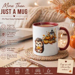 Cute Autumn Hedgehog with Harvest Ladder Illustrat Mug