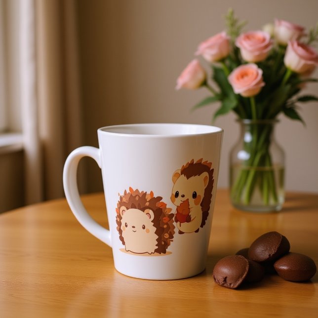 Cute Autumn Hedgehogs – Kawaii Fall Forest Animals Latte Mug (Creator Uploaded)