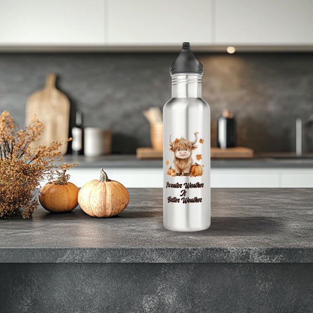 Cute Autumn Highland Cow 710 Ml Water Bottle (Creator Uploaded)