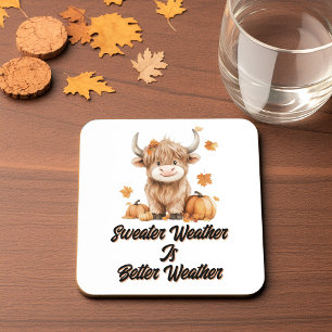Cute Autumn Highland Cow Coaster