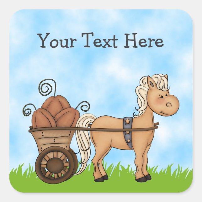 Cute Autumn Horse Personalised Sticker (Front)