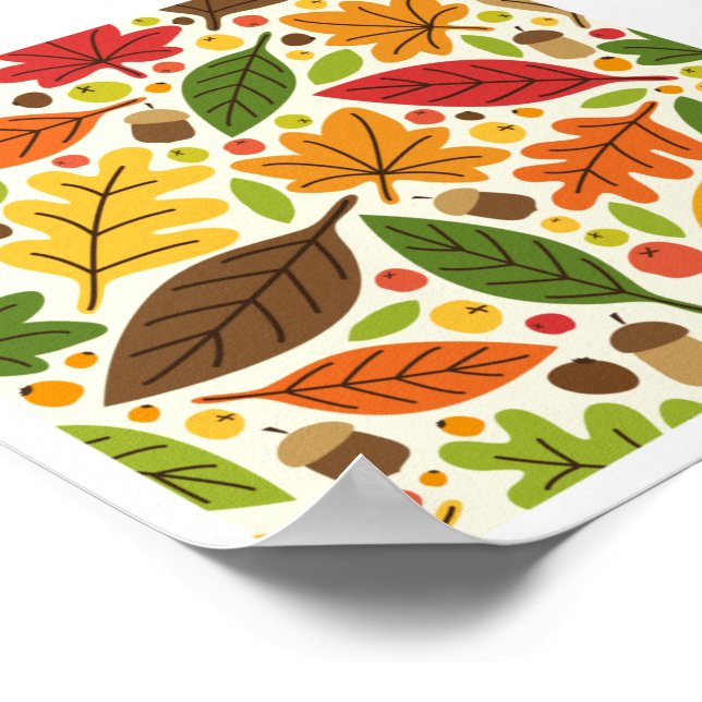 Cute Autumn leaves elements Poster (Corner)