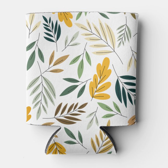 Cute Autumn Leaves Pattern Can Cooler (Front)