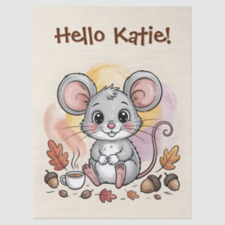 Cute Autumn Mouse with Acorns and Coffee Tissue Paper