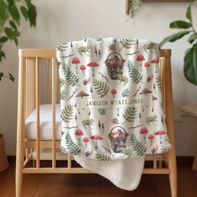 Cute Autumn Mushrooms | Watercolor Illustrations Sherpa Blanket (Creator Uploaded)