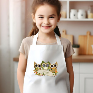 Cute Autumn Owls Personalised Kids Apron