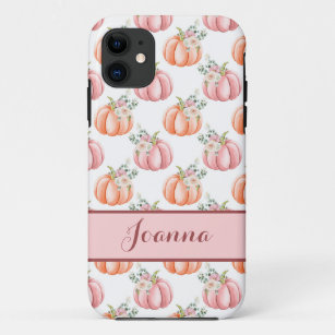 Cute Autumn Pink Watercolor Pumpkin Personalised Case-Mate iPhone Case