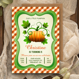 Cute Autumn Pumpkin Birthday Party Invitation