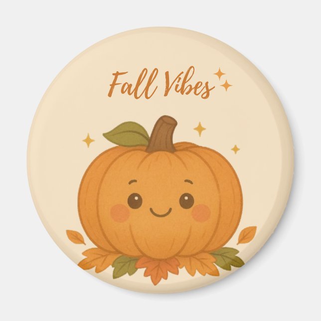Cute Autumn Pumpkin Magnet (Front)