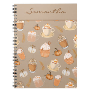 Cute Autumn Pumpkin Spice Coffee Latte Notebook